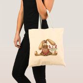Sac fourre-tout De Lapin Et De Fleurs De Pays