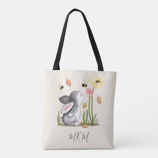 Sac fourre-tout de lapin monogramme blanc (Dos)