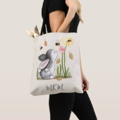Sac fourre-tout de lapin monogramme blanc (De près)