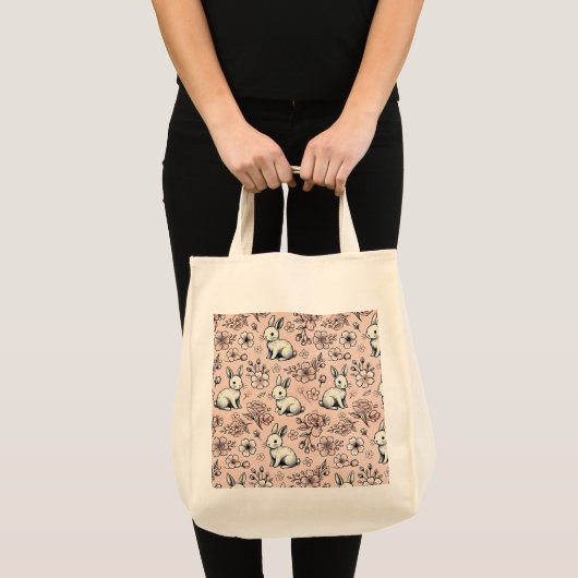 Sac fourre-tout de lapin mou et cerise en fleurs (Devant (produit))