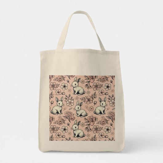 Sac fourre-tout de lapin mou et cerise en fleurs (Dos)