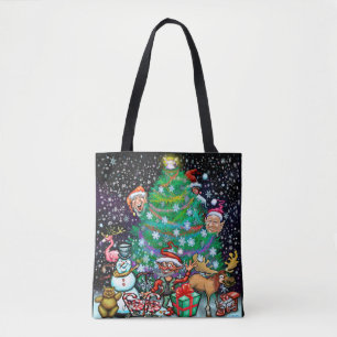 Sac fourre-tout de l'arbre de Noël et du minet