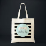 Sac fourre-tout de l'artisanat<br><div class="desc">Ce sac fourre-tout est décoré d'une bannière verte à la menthe sur un arrière - plan rayé noir et blanc. Personnalisez ce sac avec votre nom ou faites-le dans un sac qui répond à vos besoins !</div>
