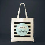 Sac fourre-tout de l'artisanat<br><div class="desc">Ce sac fourre-tout est décoré d'une bannière verte à la menthe sur un arrière - plan rayé noir et blanc. Personnalisez ce sac avec votre nom ou faites-le dans un sac qui répond à vos besoins !</div>