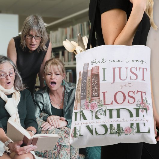 Sac fourre-tout de lecture rose floral