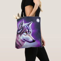Sac fourre-tout de loup mystique nocturne