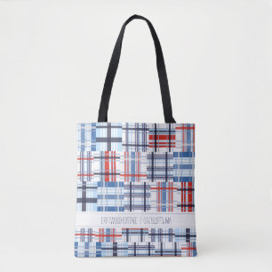 Sac fourre-tout de Madras rouge, blanc et bleu ave