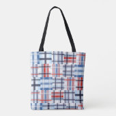Sac fourre-tout de Madras rouge, blanc et bleu ave (Dos)