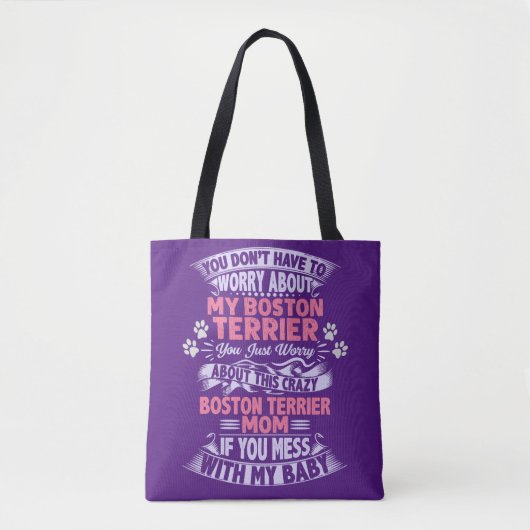 sac fourre-tout de maman "Boston Terrier". (Devant)