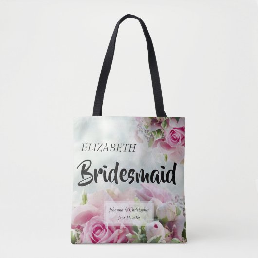 Sac fourre-tout de Mariage Pink Roses Bridesmaid a (Devant)