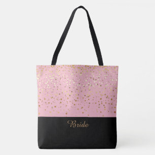 Sac fourre-tout de mariée rose et petites étoiles