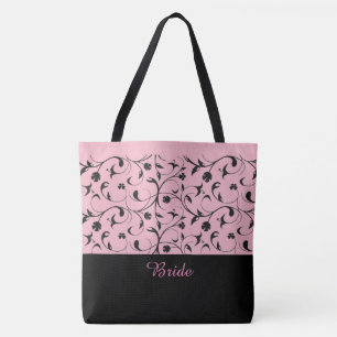 Sac fourre-tout de mariée - Rouleaux rose et noir
