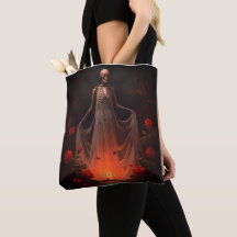 Sac fourre-tout de mariée squelette gothique sombr