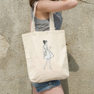 sac fourre-tout de mode de dessin féminin vintage