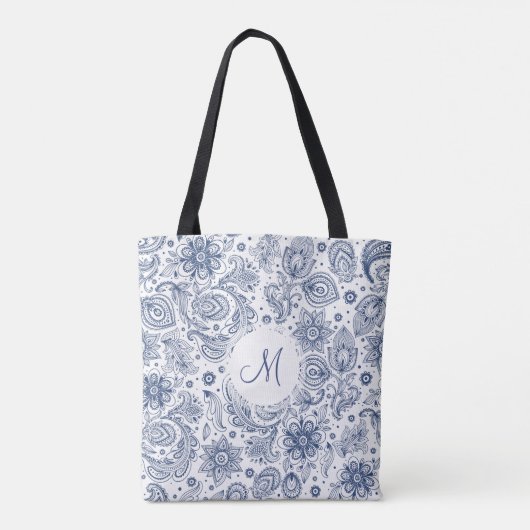 Sac fourre-tout de monogramme à motifs floraux Vin (Dos)