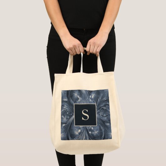 Sac fourre-tout de monogramme bleu Abstrait (Devant (produit))