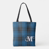 Sac fourre-tout de monogramme bleu plaid (Dos)