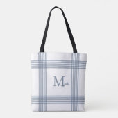 Sac fourre-tout de monogramme bleu plaid (Dos)