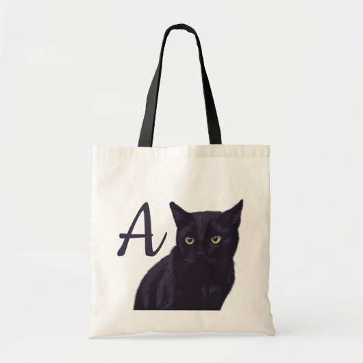 Sac fourre-tout de monogramme d'art de chat noir m (Devant)