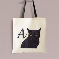 Sac fourre-tout de monogramme d'art de chat noir m