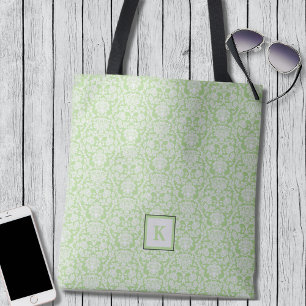 Sac fourre-tout de monogramme de modèle de damas 