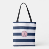Sac fourre-tout de monogramme rayé bleu marine (Dos)