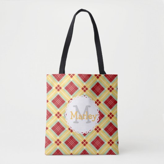 Sac fourre-tout de monogramme rouge (Devant)