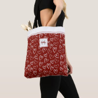 Sac fourre-tout de Motif du coeur blanc rouge