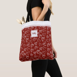 Sac fourre-tout de Motif du coeur blanc rouge