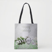 Sac fourre-tout de Noël de l'ornement d'argent bla (Devant)