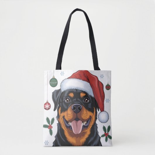 Sac fourre-tout de Noël Père Noël Dog Rottweiler (Devant)