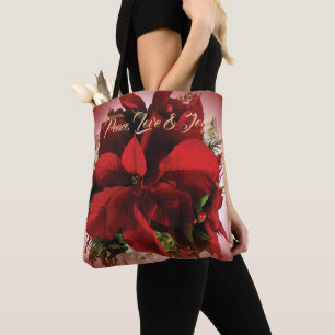 Sac fourre-tout de Noël rouge Poinsettia