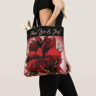 Sac fourre-tout de Noël rouge Poinsettia