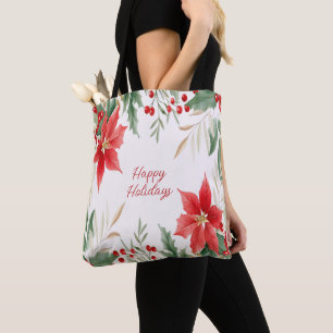 Sac fourre-tout de Noël Rouge Poinsettia