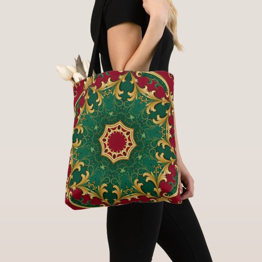 Sac fourre-tout de Noël Rouge Vert (De près)