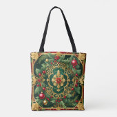 Sac fourre-tout de Noël Rouge Vert Or (Dos)