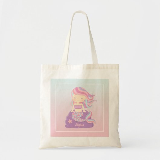 Sac fourre-tout de nom de fille Cute Mermaid Ombre (Devant)