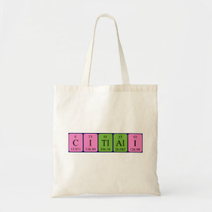 Sac fourre-tout de nom de table périodique Citlali