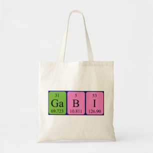 Sac fourre-tout de nom de table périodique Gabi