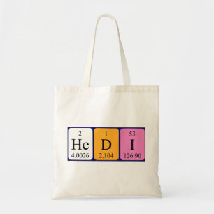 Sac fourre-tout de nom de table périodique Hedi