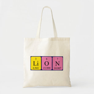 Sac fourre-tout de nom de table périodique Lion