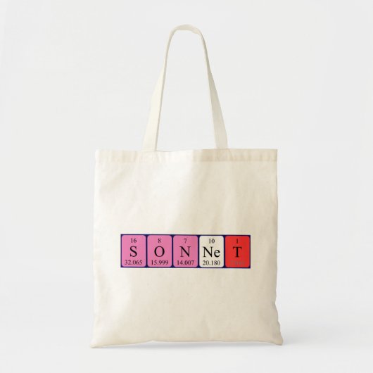Sac fourre-tout de nom de table périodique Sonnet (Devant)