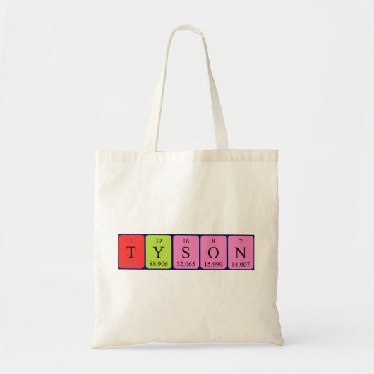 Sac fourre-tout de nom de table périodique Tyson (Devant)