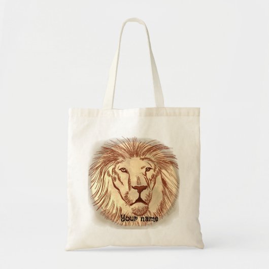Sac fourre-tout de nom personnalisé Lion Face (Devant)