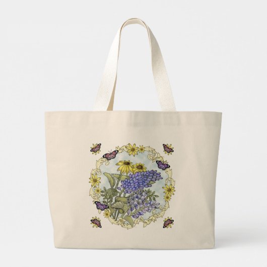 Sac fourre-tout de nom personnalisé Spring Flowers (Dos)