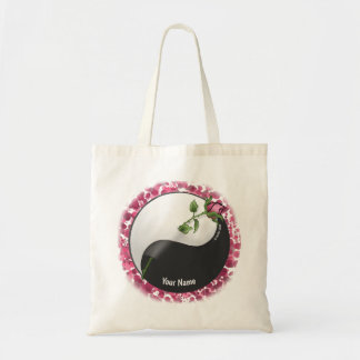 Sac fourre-tout de nom personnalisé Yin Yang Rose