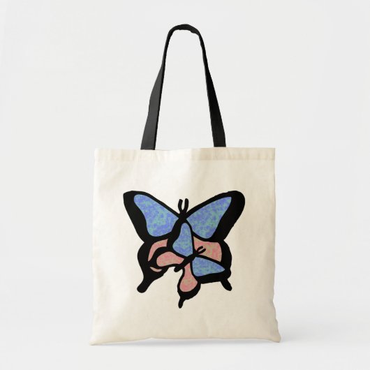 Sac fourre-tout de papillons bleus et roses (Devant)