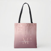 Sac fourre-tout de Parties scintillant or rose Nom (Devant)
