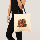Sac fourre-tout de patchwork citrouille d'automne (Devant (produit))