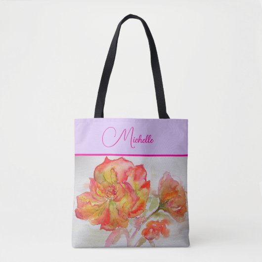 Sac fourre-tout de peinture à l'aquarelle Rose ora (Devant)